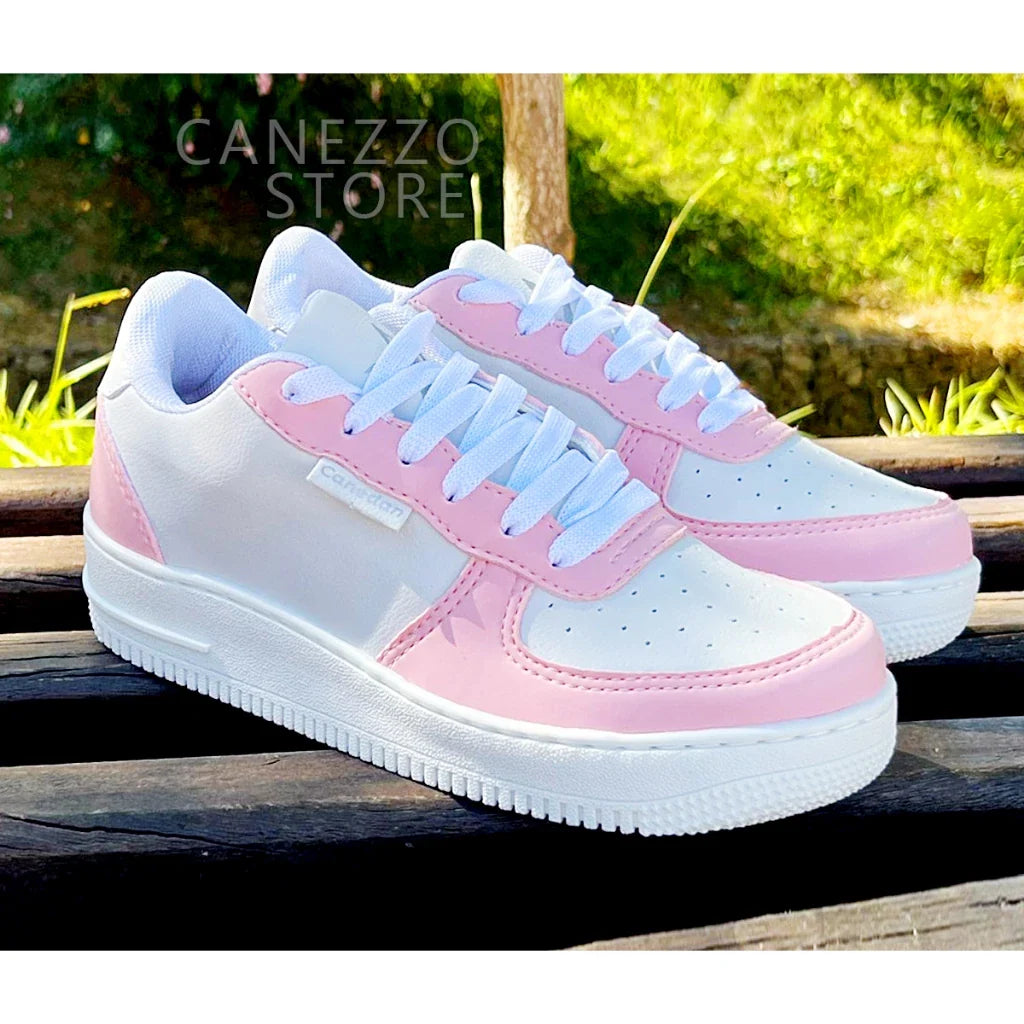 Tênis Feminino Casual Branco Ideal Academia Retrô Canedan Vintage Conforto e Estilo para o Dia a Dia