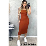 Vestido Feminino Midi Tomara Que Caia Anarruga - Elegância e Conforto em um Único , Envio Imediato!