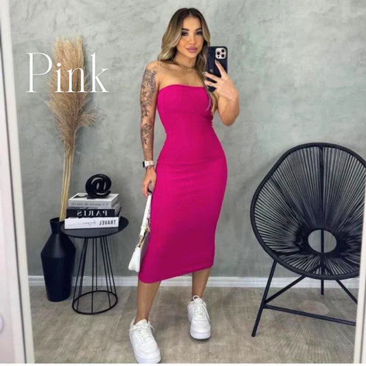 Vestido Feminino Midi Tomara Que Caia Anarruga - Elegância e Conforto em um Único , Envio Imediato!