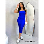 Vestido Feminino Midi Tomara Que Caia Anarruga - Elegância e Conforto em um Único , Envio Imediato!