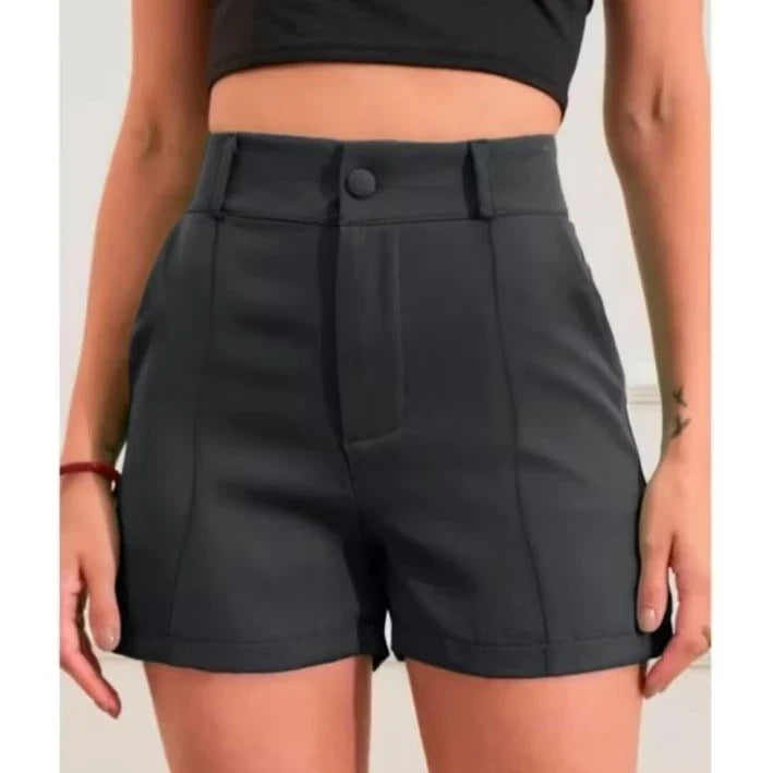 Short Alfaiataria Feminino Com Botão e Siper Na Frente