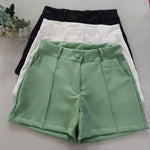 Short Alfaiataria Feminino Com Botão e Siper Na Frente