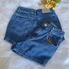 Shorts Jeans Mom Cintura Alta Marmorizado /Shorts Feminina Lisa Sem Lycra