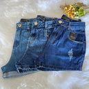 Shorts Jeans Mom Cintura Alta Marmorizado /Shorts Feminina Lisa Sem Lycra