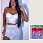 Cropped Corselet Tomara que Caia em Cirrê com Zíper e Arco