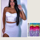 Cropped Corselet Tomara que Caia em Cirrê com Zíper e Arco