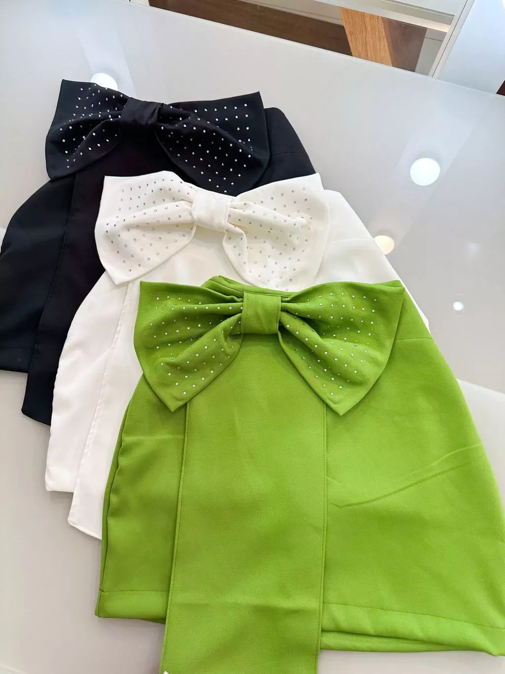 Saia Laço strass moda Feminina
