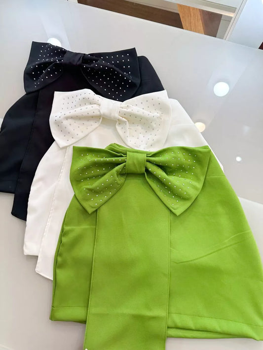 Saia Laço strass moda Feminina