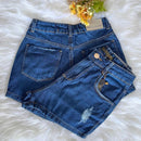 Shorts Jeans Mom Cintura Alta Marmorizado /Shorts Feminina Lisa Sem Lycra