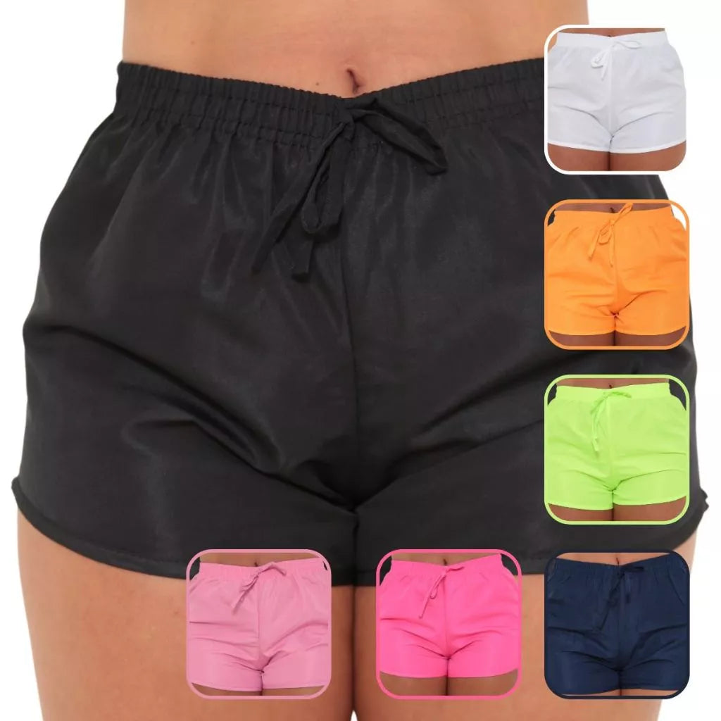 KIT 2 Short Feminino Academia Tactel Costura Reforçada Shortinho Saída Praia