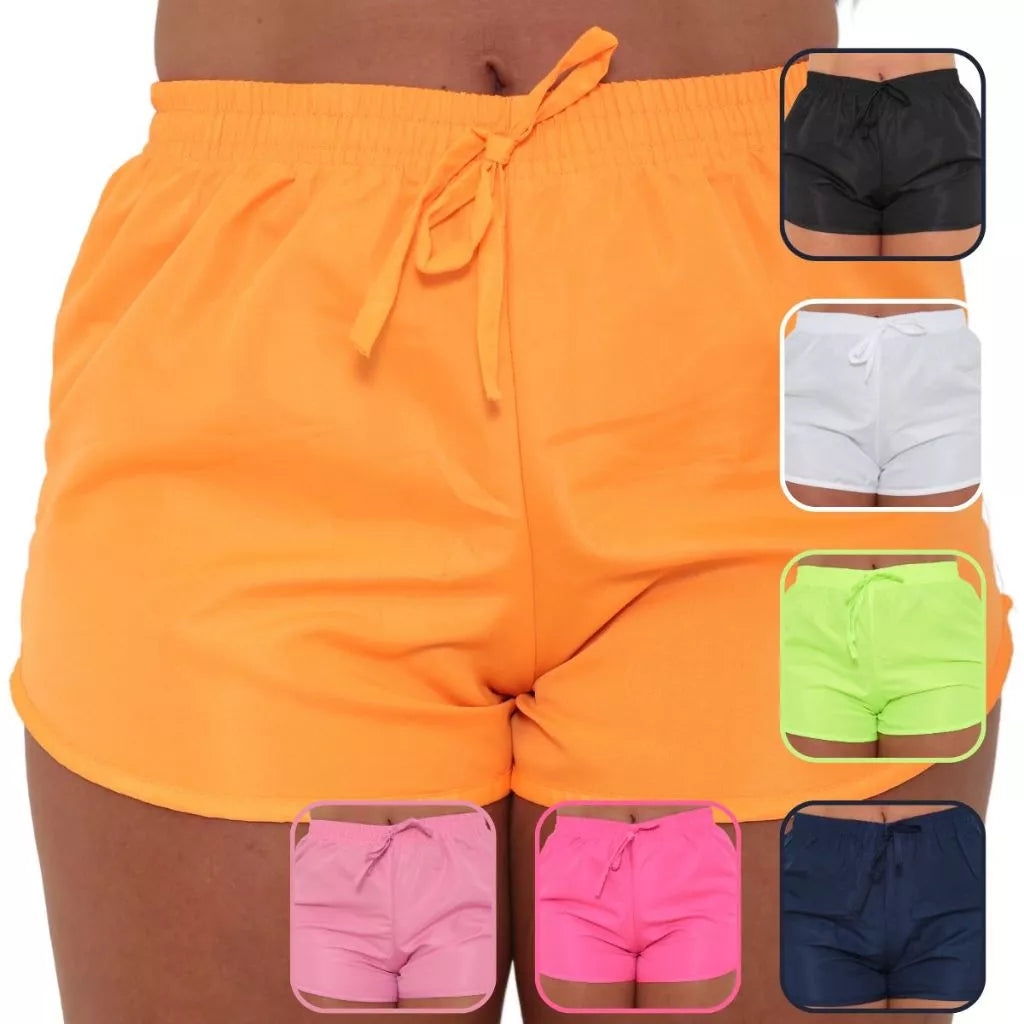 KIT 2 Short Feminino Academia Tactel Costura Reforçada Shortinho Saída Praia