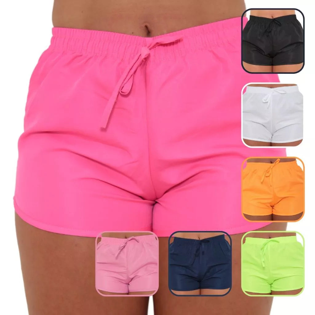 KIT 2 Short Feminino Academia Tactel Costura Reforçada Shortinho Saída Praia