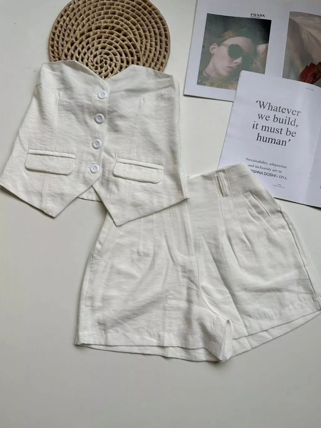 Conjunto feminino de marrante top tubinho com short | Design elástico nas costas