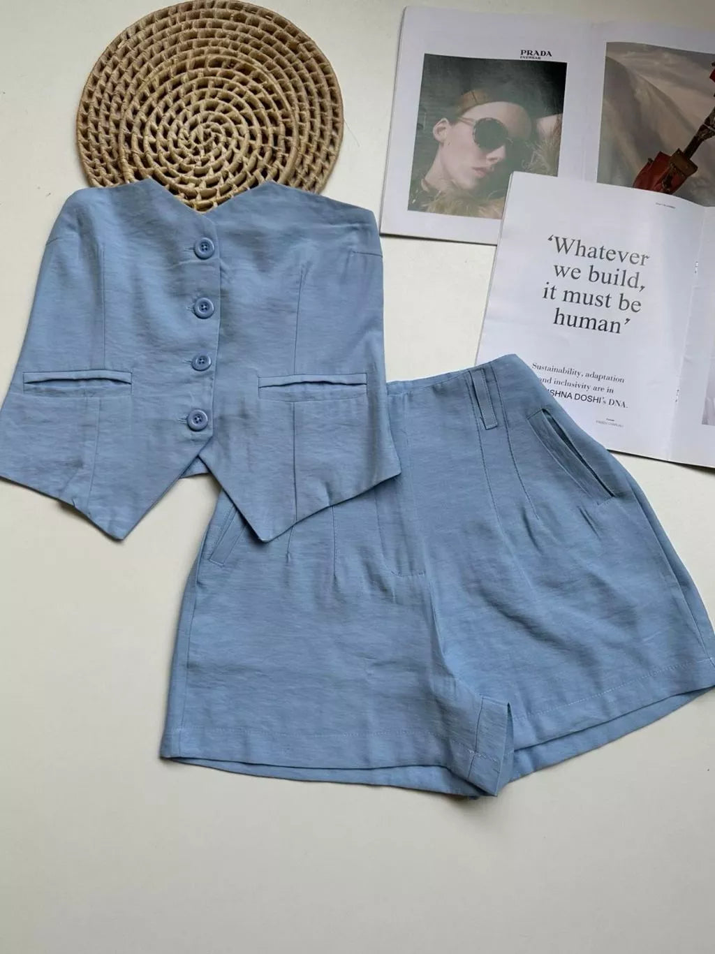 Conjunto feminino de marrante top tubinho com short | Design elástico nas costas