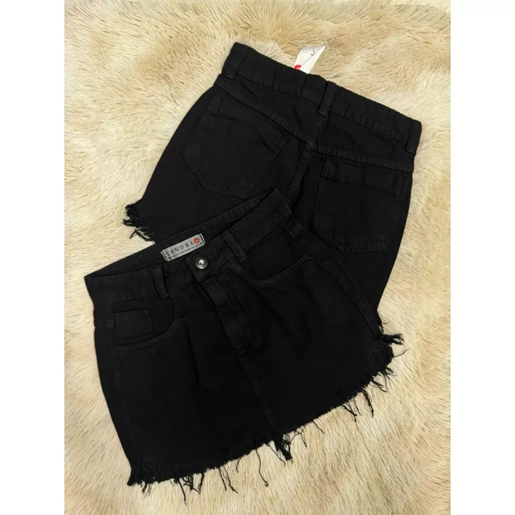 Saia jeans feminina azul manchada Rasgada