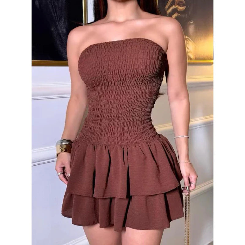 VESTIDO, Macaquinho, Tomara que caia, babado