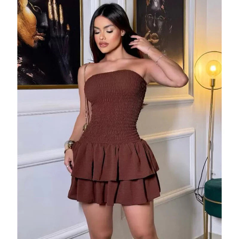 VESTIDO, Macaquinho, Tomara que caia, babado