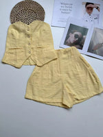 Conjunto feminino de marrante top tubinho com short | Design elástico nas costas