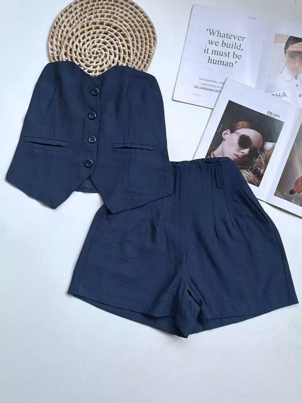 Conjunto feminino de marrante top tubinho com short | Design elástico nas costas