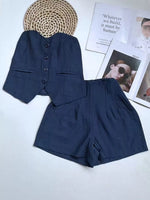 Conjunto feminino de marrante top tubinho com short | Design elástico nas costas