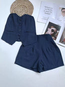 Conjunto feminino de marrante top tubinho com short | Design elástico nas costas
