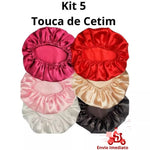 KIT 5 Touca de Cetim Anti-Frizz Para Dormir CORES SORTIDAS*