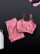 Conjunto de Academia Feminino Fitness Shorts Cintura Alta Top Alça