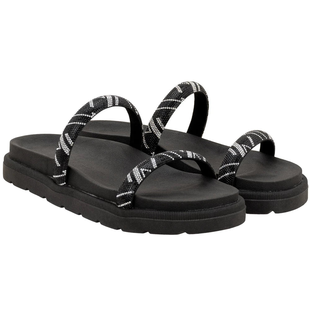 Sandalia feminina Papete Birken Super confortável plataforma tiras de brilho Strass Luxo leve antiderrapante macia