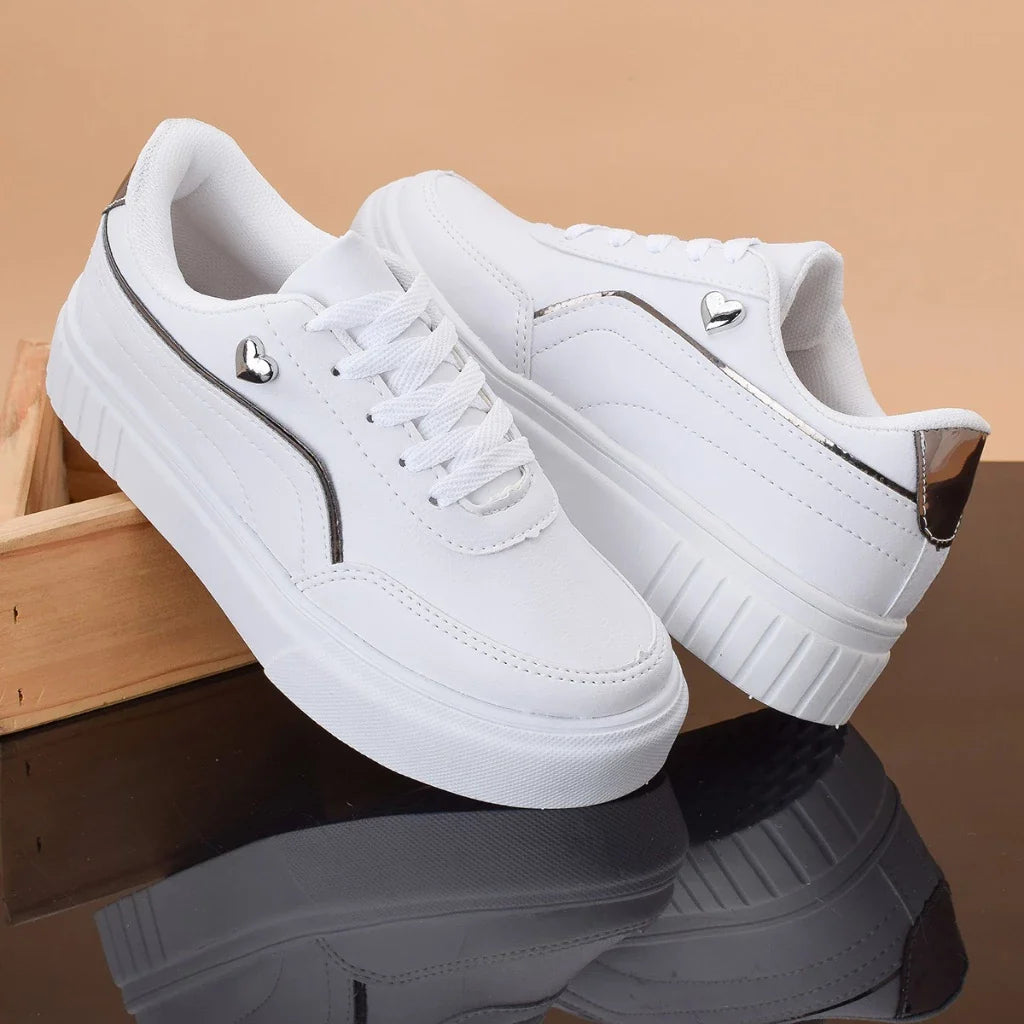 Tênis Feminino Sola Alta Coração Casual Tendência Moda Estilo
