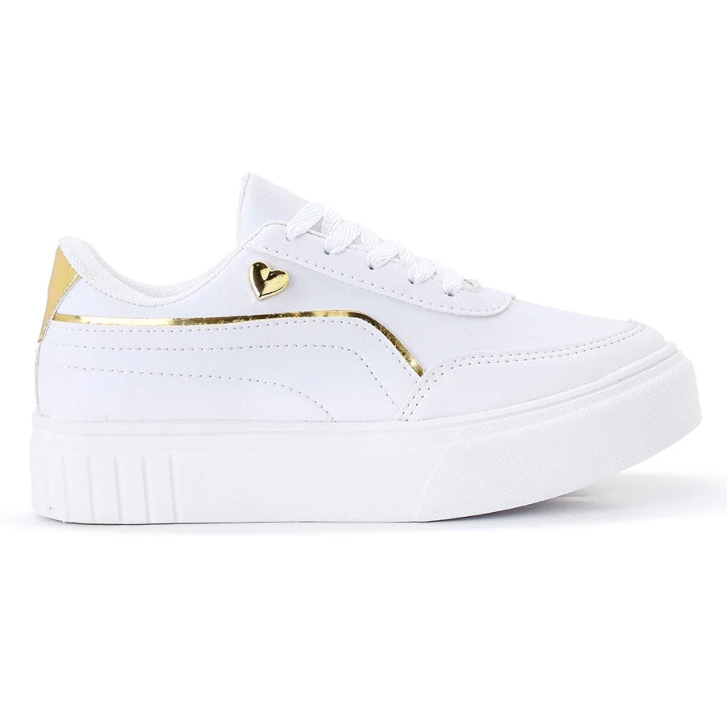 Tênis Feminino Sola Alta Coração Casual Tendência Moda Estilo