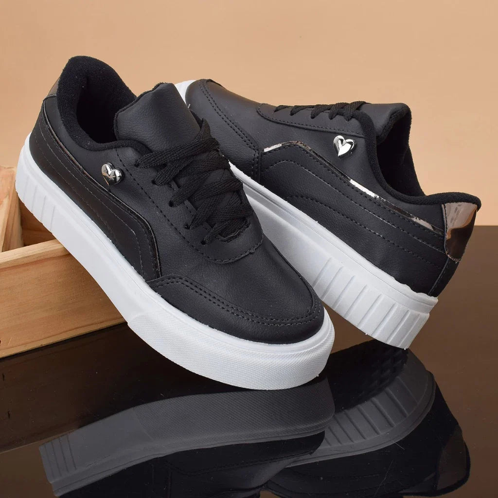 Tênis Feminino Sola Alta Coração Casual Tendência Moda Estilo