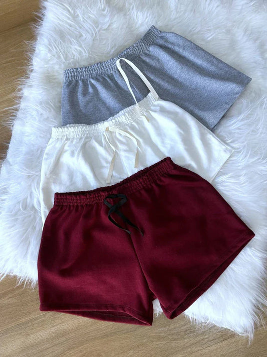 Kit 3 Bermudas Shorts Moletom Feminino lisas 3 Cores Sortidas Verão- Moletom macio e confortável.