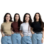 Kit 4 Camiseta Básica T-Shirt Feminina 100% Algodão Várias Cores