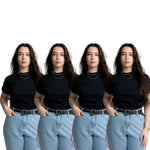 Kit 4 Camiseta Básica T-Shirt Feminina 100% Algodão Várias Cores