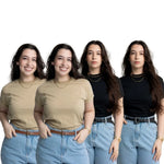 Kit 4 Camiseta Básica T-Shirt Feminina 100% Algodão Várias Cores