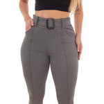 Calça Skinny Com Cinto Malha Crepe Cintura Alta do P ao G3