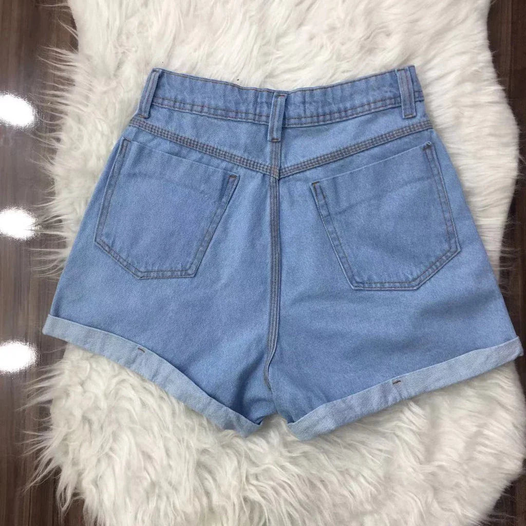 Short Jeans Mom Sem Lycra Liso