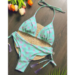 Biquini Feminino Split Impresso Triângulo Biquíni Wading Sports Tight Casual Surfing