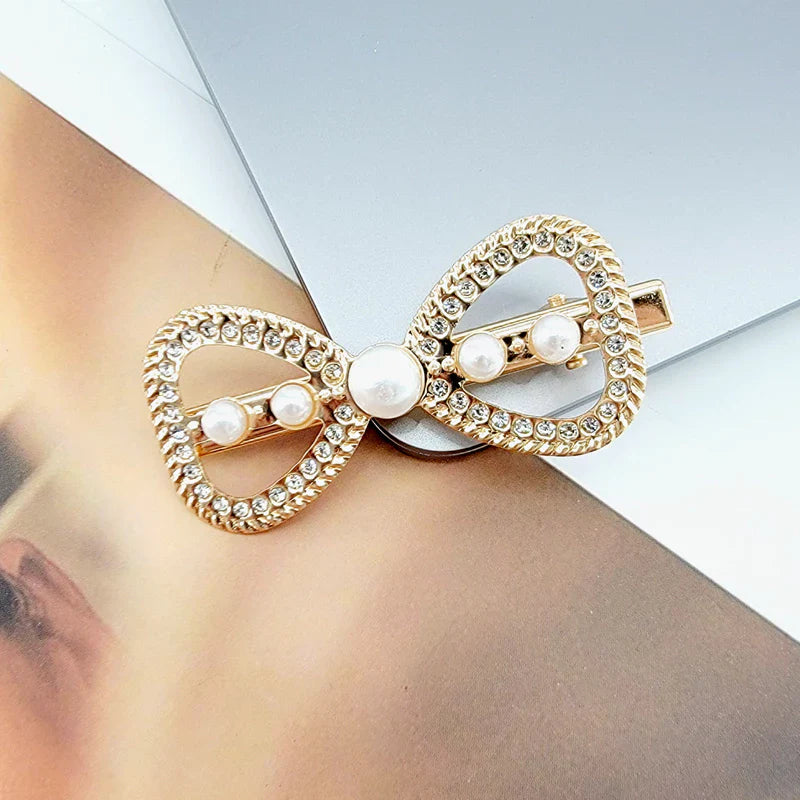 Conjunto de Gancho de Cabelo Elegante em Liga de Zinco com Pérola e Borboleta para Cabeleireiro Feminino