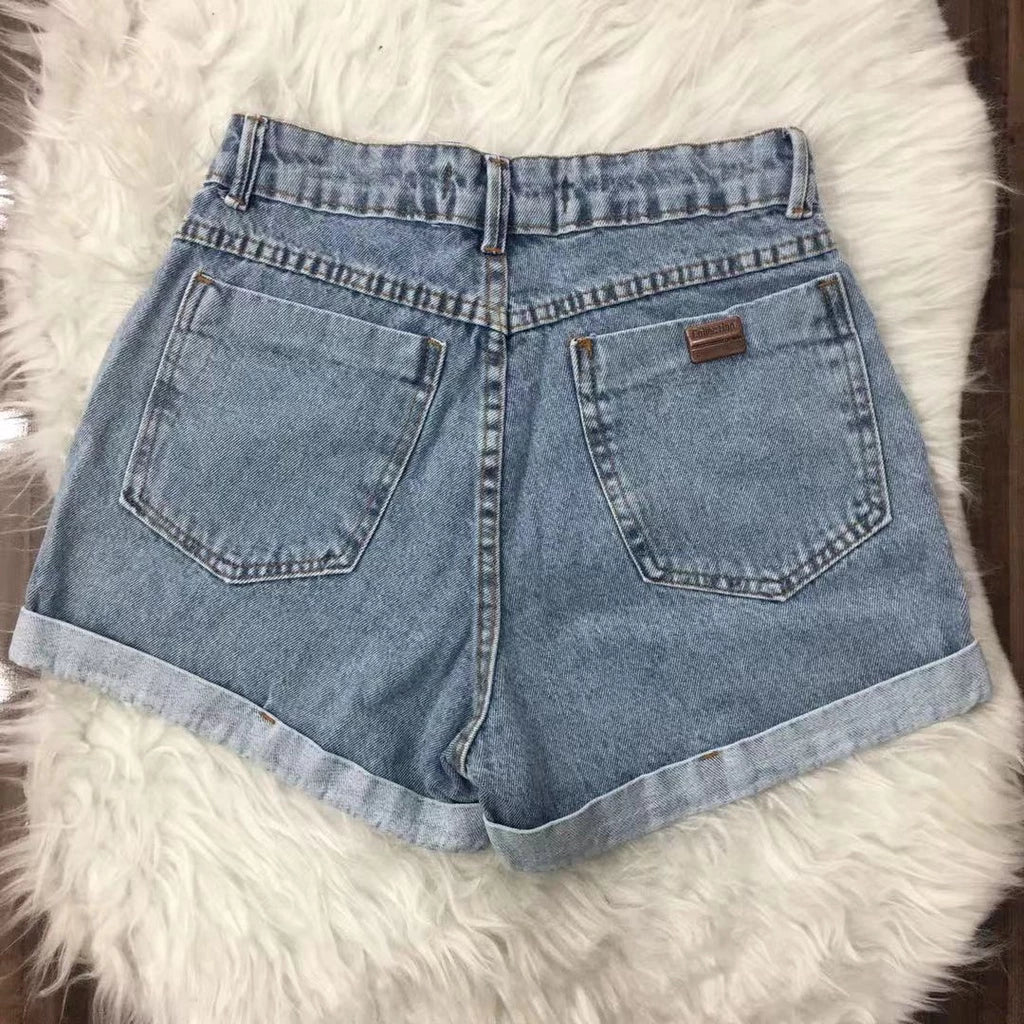 Short Jeans Mom Sem Lycra Liso
