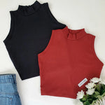 KIT 3 Cropped Gola Alta Canelado Sem Manga Verão Praia
