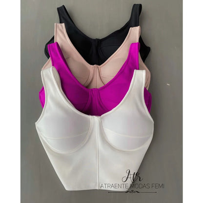 Cropped feminino corselete retro bojo New premium veste p m g com elastano