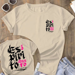 Camiseta Feminina Blusa ESPIRITO SANTO A CASA É SUA Camisa Manfinity 100% algodão Street Wear