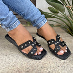 Sandália Chinelo Rasteirinha Feminina H Com Bolinhas Minimalista Elegante Moda 2025