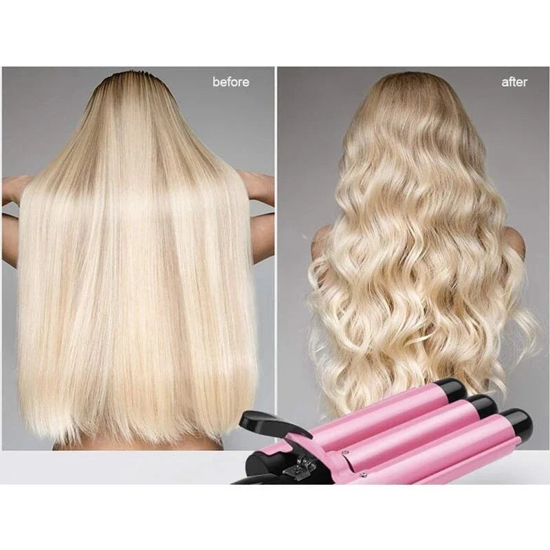 Chapinha Triondas Ondulador Formador Triplo 22mm Modelador de Cachos Onda Cabelo Cerâmica 200°C