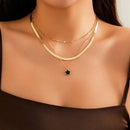3 Pcs Correntes Separáveis em Camadas com Lucky 5 Petal Leaves Pendant Necklace para Mulheres 2024
