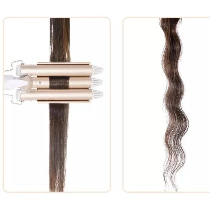 Chapinha Triondas Ondulador Formador Triplo 22mm Modelador de Cachos Onda Cabelo Cerâmica 200°C