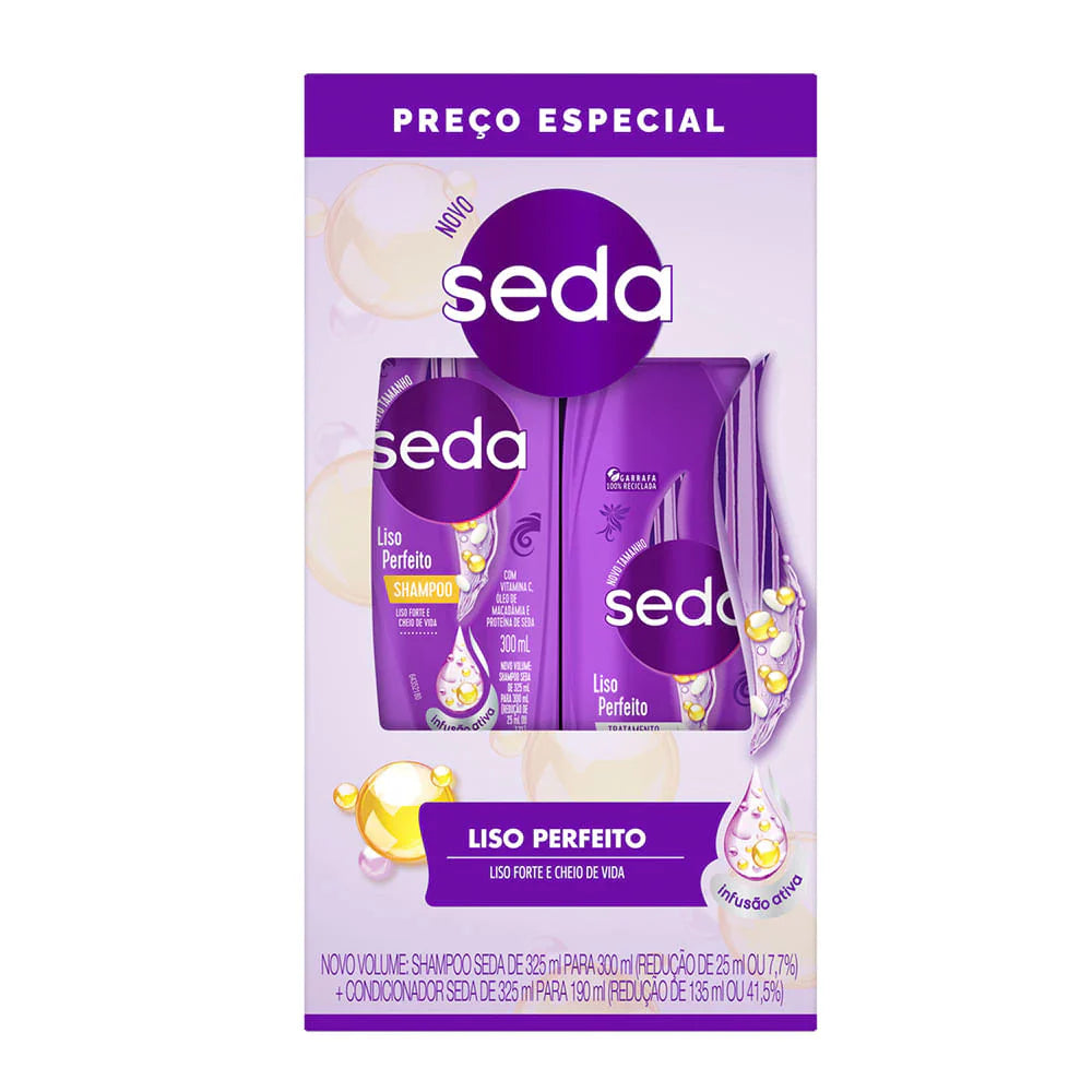 Kit Seda Liso Perfeito Shampoo 300ml + Condicionador 190ml