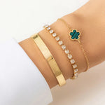 3 Pcs Corrente de Tênis com Rhinestone em Camadas Separáveis, Lucky Stars Bangles, Conjunto de Acessórios Femininos 2024