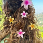 Kit 3 Presilha De Cabelo Flor Estilo Havaiano Piranha Flor Do Campo Grampo De Garra de Cabelo 4 cm
